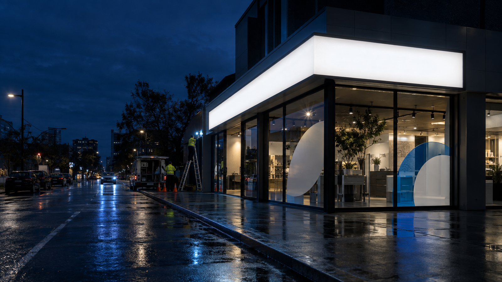 Concept illuminated retail storefront signage